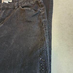 ARTISAN NY Jeans Women's Size 6 Skinny Denim Black Rhinestones Bling Stretch